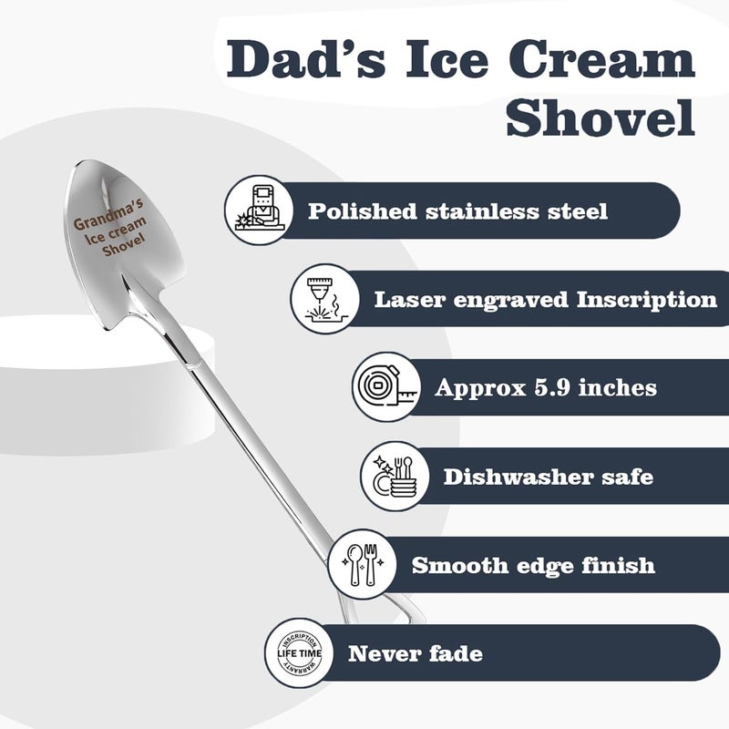 stormroo Gifts for Grandma mom Women Ice Cream Spoon Scoop for Ice Cream Lovers, MOM Mother Gifts for mom Women Funny Engraved Stainless Steel Spoon Shovel. - Image 4